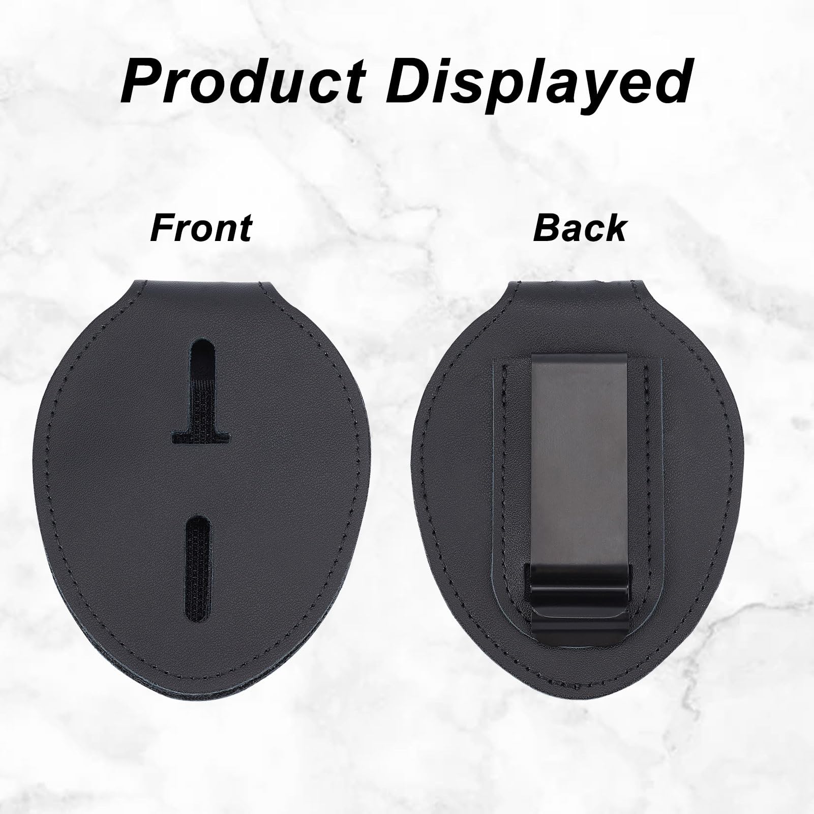 Porta Distintivo Polizia - Con Clip Da Cintura E Catena In Pelle, Nero, Per Badge Ovali - Foto 2