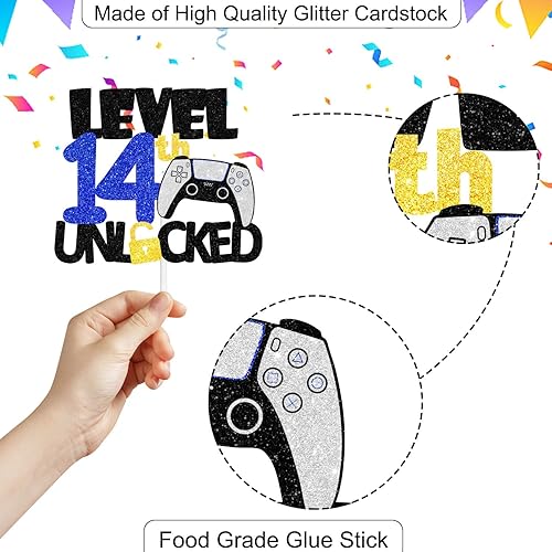 Miniatura 9 de Decoración para pastel de cumpleaños número 5 para adolescentes, fiesta de cumpleaños nocturna de videojuegos para niños o niñas, fiesta de