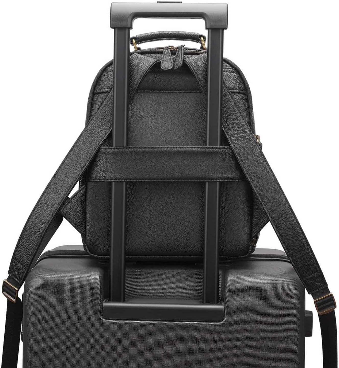 Small Camera Backpack Classic PU Leather for DSLR, Professional Camera Bag for Photographers with 11 Inch Pad/Tablet Compartment Small 10L Black - Image 8