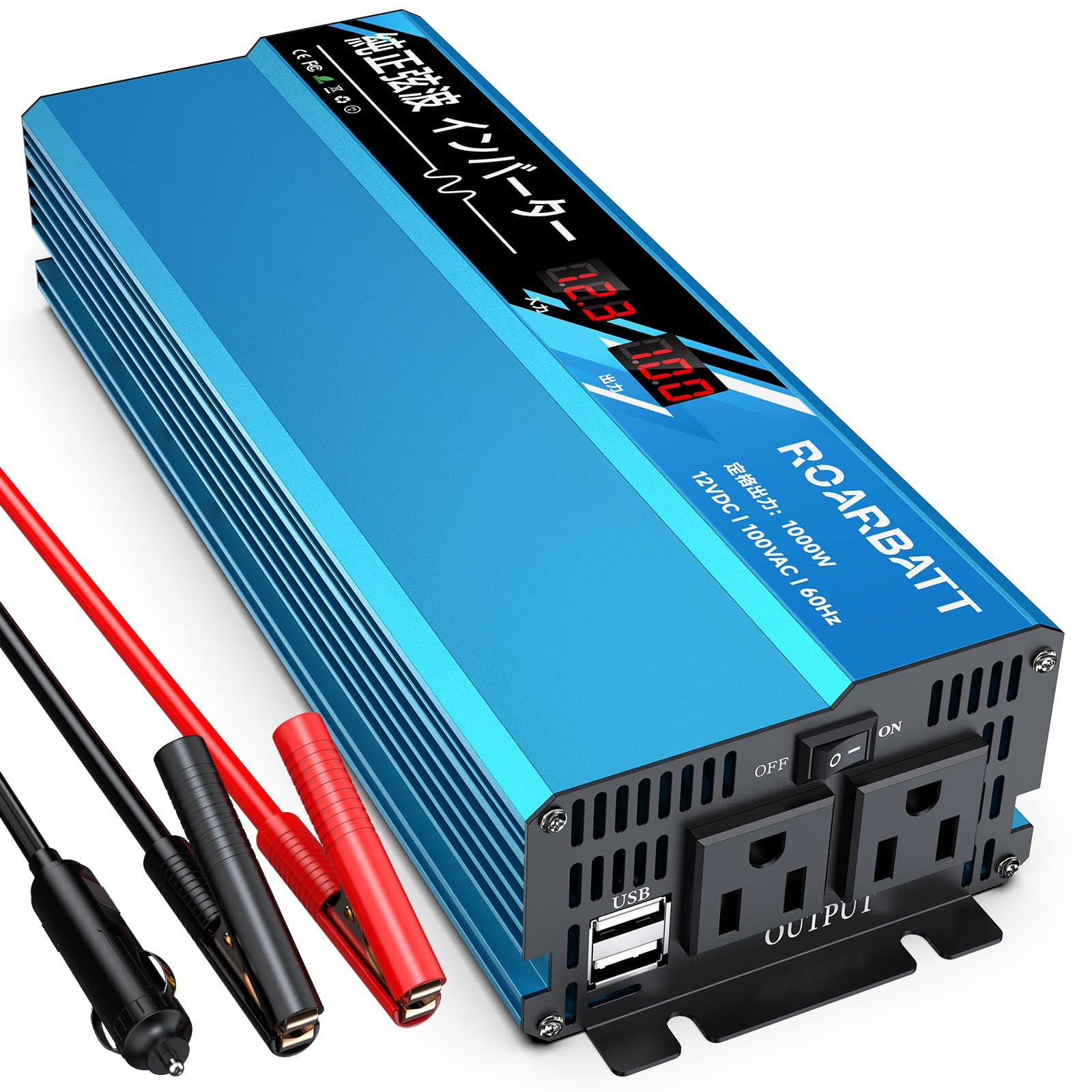 インバーター 12V 100V 正弦波 1000W DC12V→AC100V変換 瞬間出力2000W