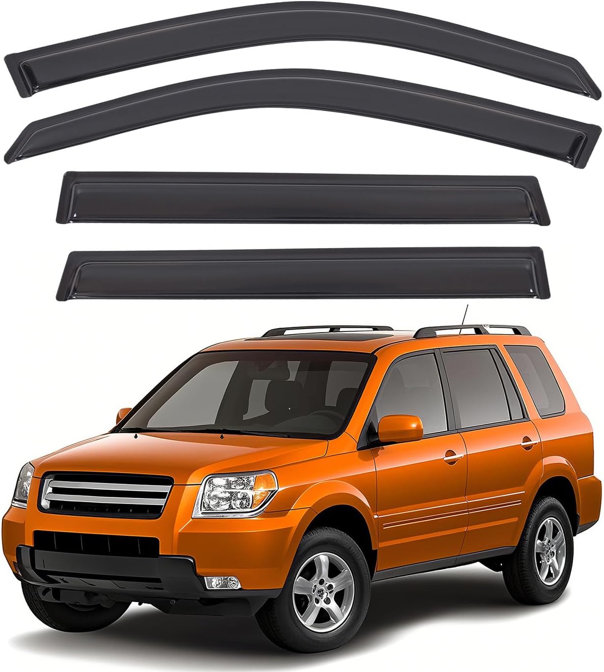 Deal 4-Piece Set Smoke Vent Window Visor, Side Window Deflector with Outside Mount Tape-On Type, Custom Compatible with for 2003-2008 Pilot