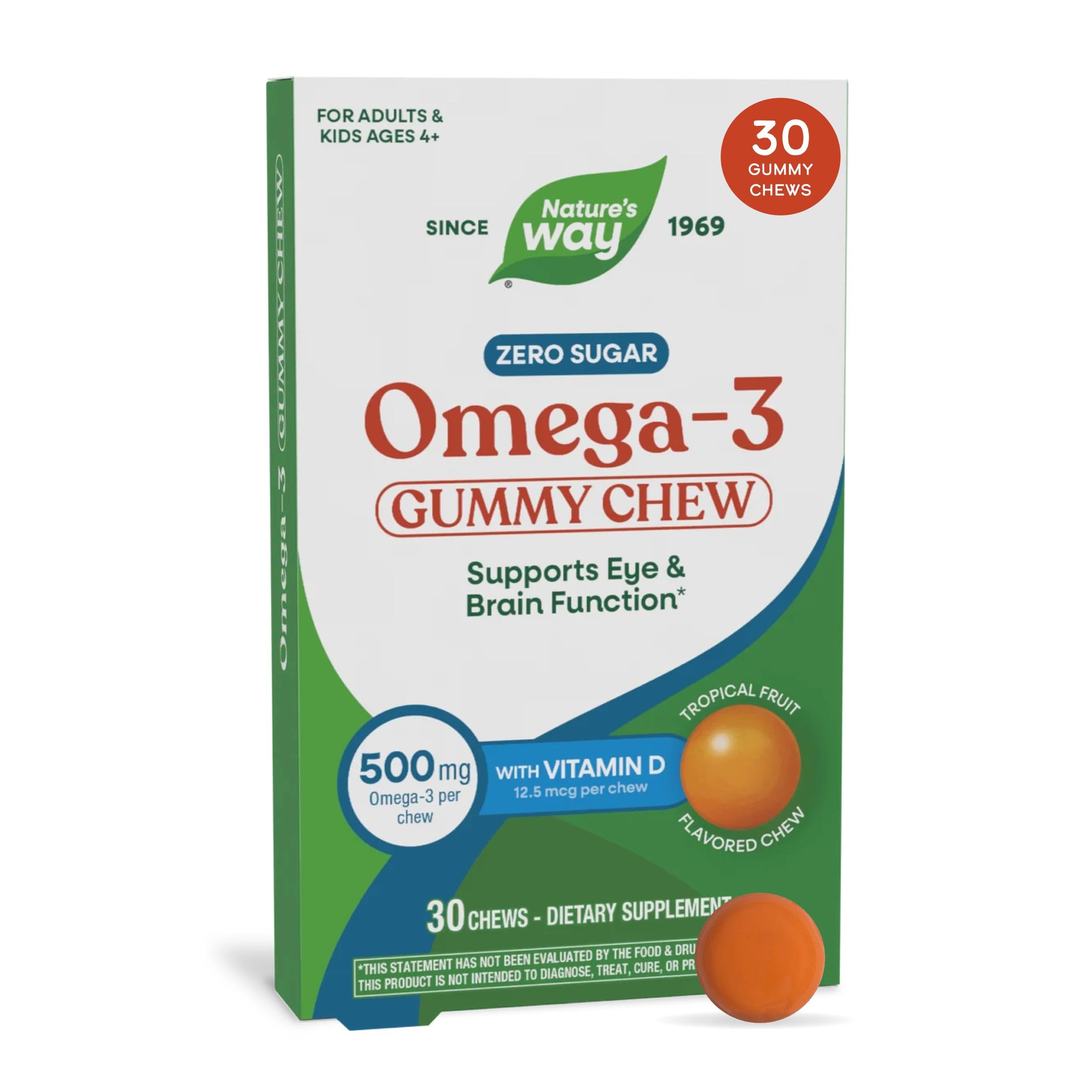 Nature's Way Omega-3 Gummy Chew, Supports Eye & Brain Function*, 30 ct