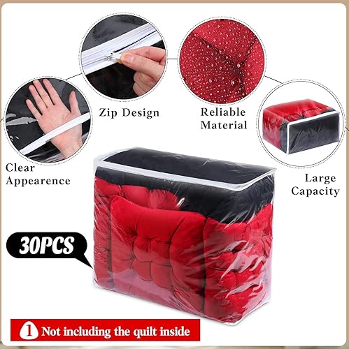 Miniatura 6 de 30 bolsas de almacenamiento de vinilo transparente con cremallera de 24 x 20 x 11 pulgadas bolsas de almacenamiento de mantas extra grandes bolsas