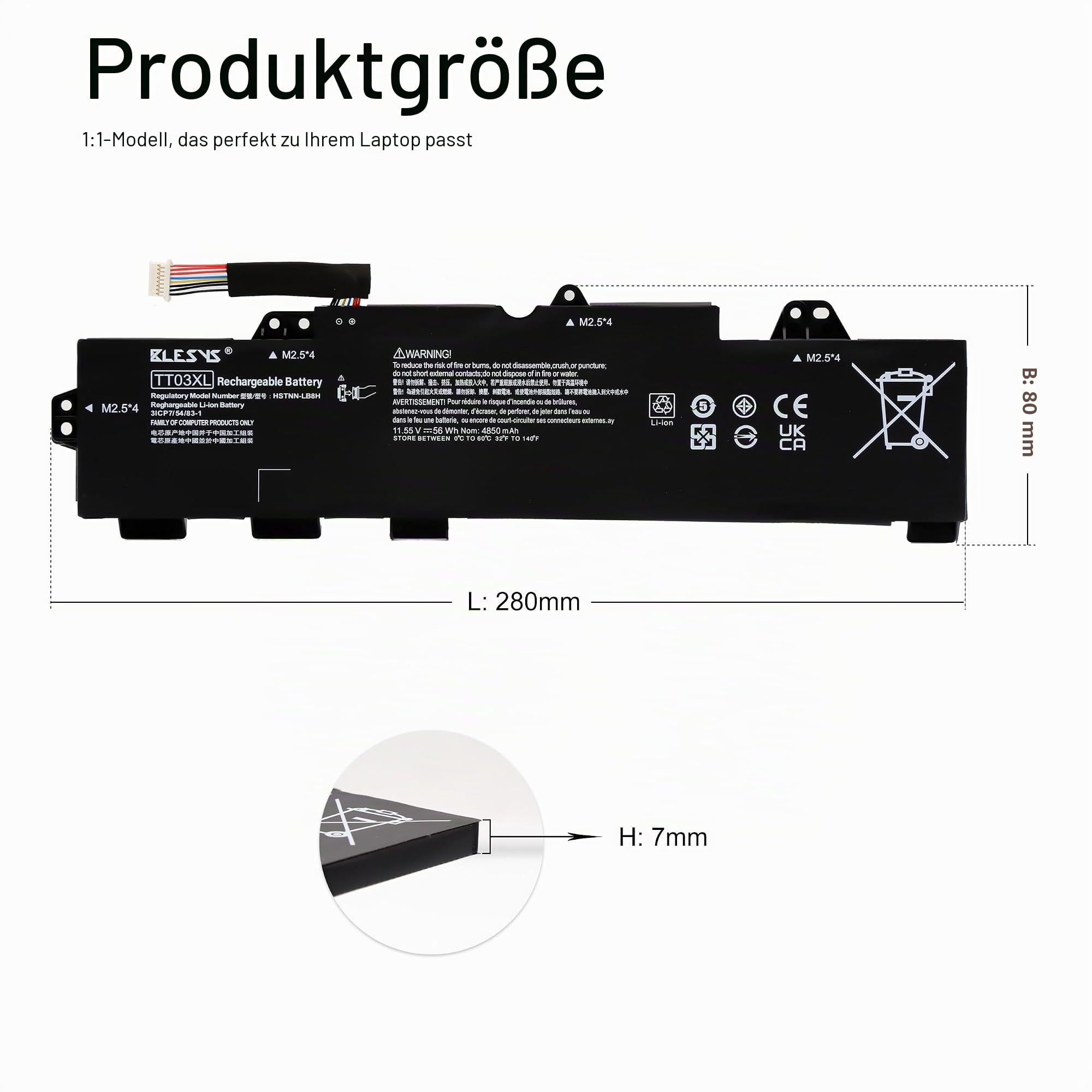 BLESYS TT03XL 933322-855 Akku für HP EliteBook 850 G5 850 G6 Battery