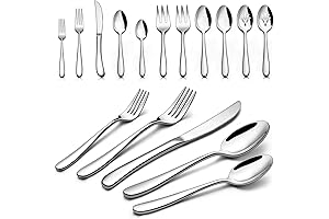 Stainless Steel Heavy Flatware Cutlery for 12 with Utensils, 66-Piece