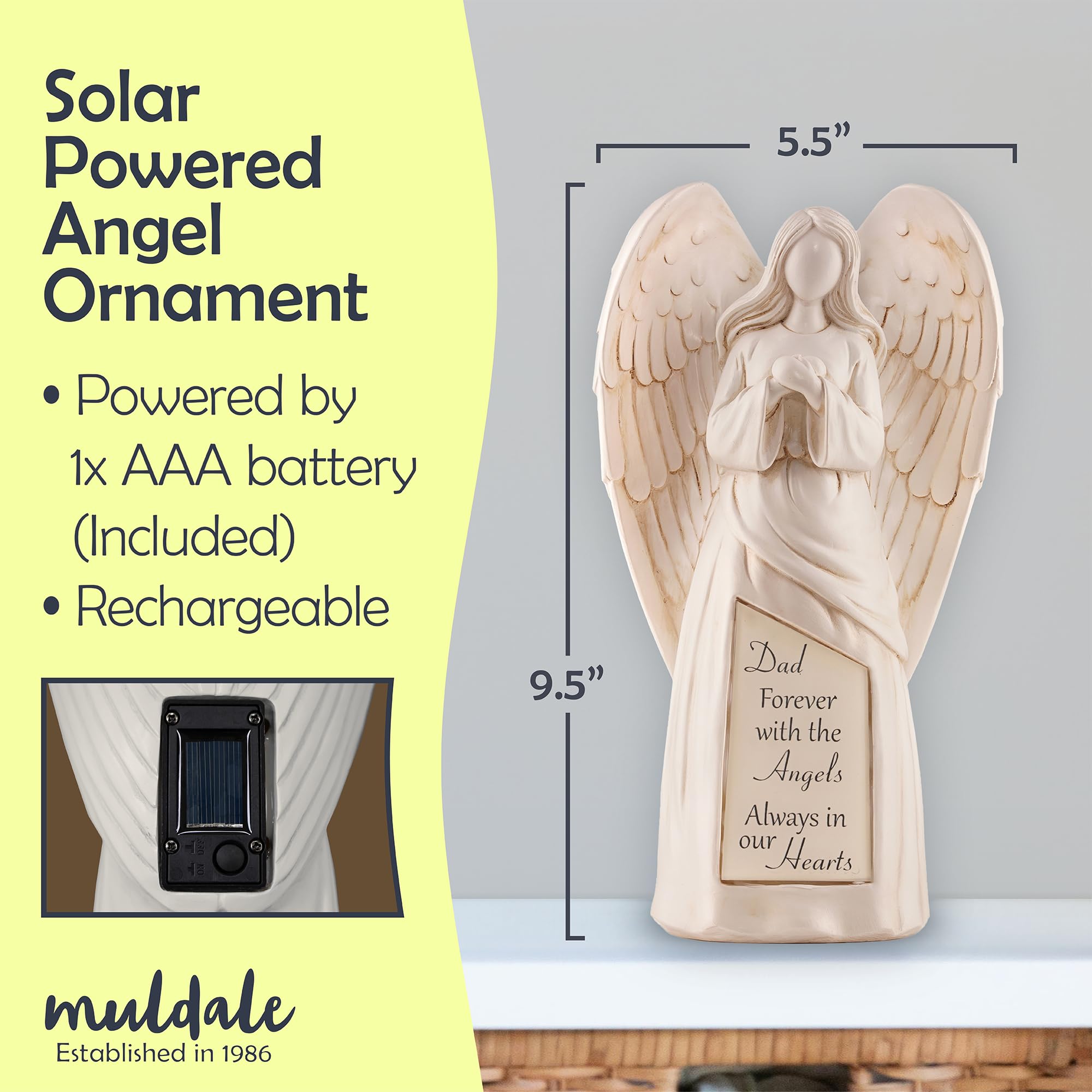 Décoration solaire ange de jardin – Cadeaux de condoléances pour la perte de papa – Décoration de souvenir d'amour pour la fête des pères – Figurines d'ange priant de jardin pour la perte de vos
