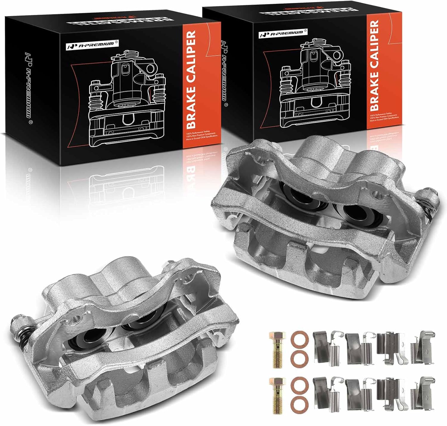 A-Premium Disc Brake Caliper Assembly with Bracket Compatible with Select Jeep Models - Grand Cherokee 1999-2004, 4.0L/4.7L - Front Driver and Passenger, 2-PC Set Akebono Calipers Front Sides