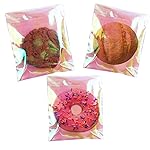 SUREHOME Cookie Bags with Seal 100 Pcs 5x6 In Iridescent Holographic Self Sealing Cellophane Treat Bags Pink Resealable Individual Cookie Bag for Gift Giving Valentine Candy Packaging Goodie Wrappers