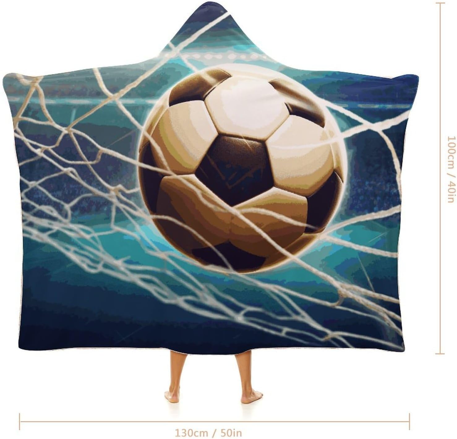 Goal Soccer Hooded Blanket Cozy And Functional,Wearable Blanket Hoodie for Women Men,Blanket Poncho Presents40 x50
