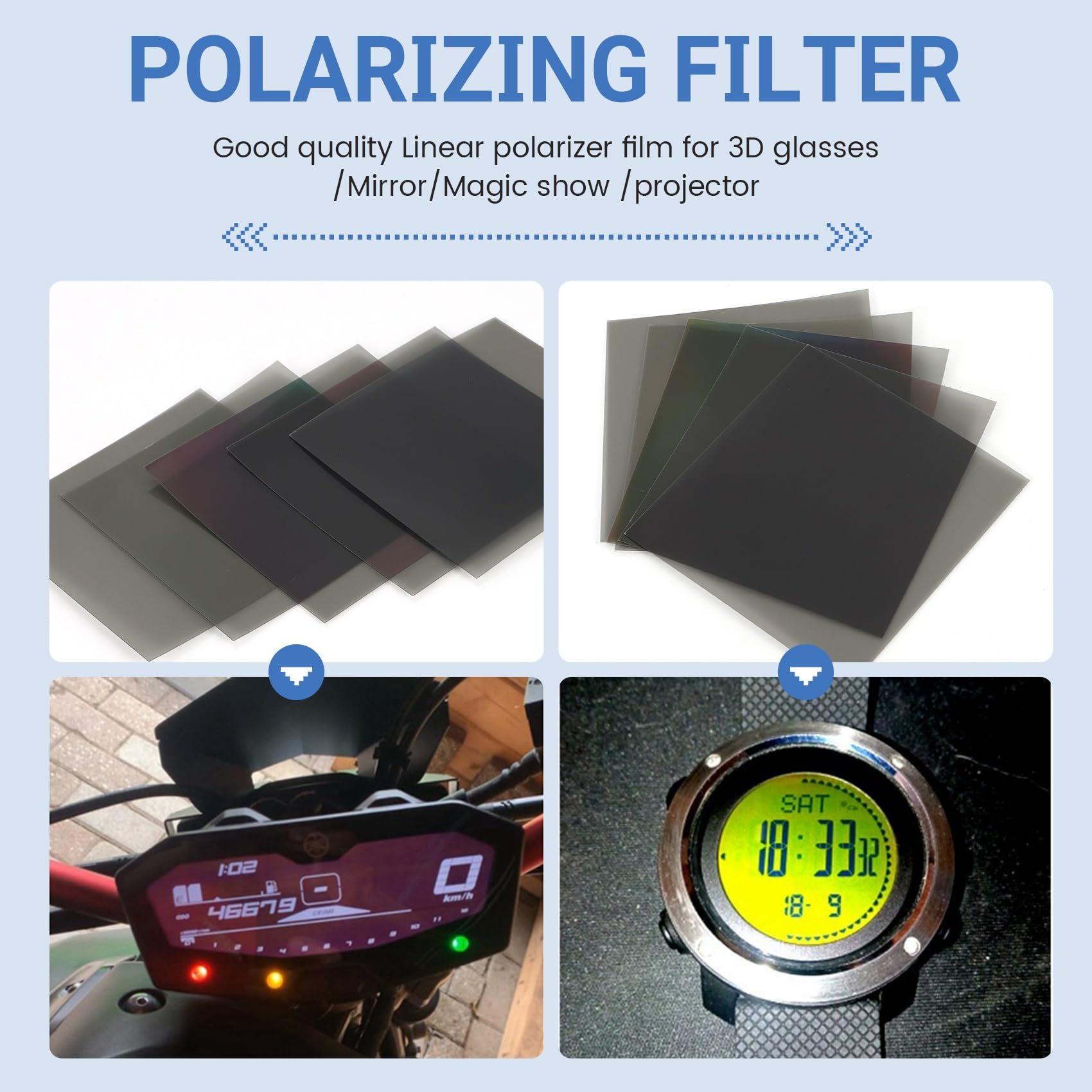 Liniowa polaryzacyjna, filtr polaryzacyjny LCD/LED do fotografii polaryzacyjnej, 10 x 10 cm, 5 sztuk, bez kleju