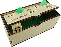 Vista 2 de Penny Game - Divertido juego de mesa que funciona con centavos, deshazte de monedas para ganar, caja de madera para 2-6 jugadores, juegos de dados