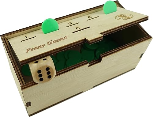 Miniatura 2 de Penny Game - Divertido juego de mesa que funciona con centavos, deshazte de monedas para ganar, caja de madera para 2-6 jugadores, juegos de dados