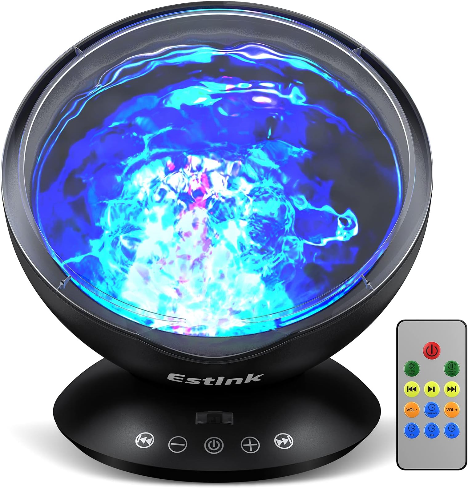 Estink Ocean Wave Projector, 12 LED Skylight Projector Lamp with 7 Color Modes Ocean Wave Night Light with Timer for Kids Baby Adult Gift Bedroom Living Room Decoration