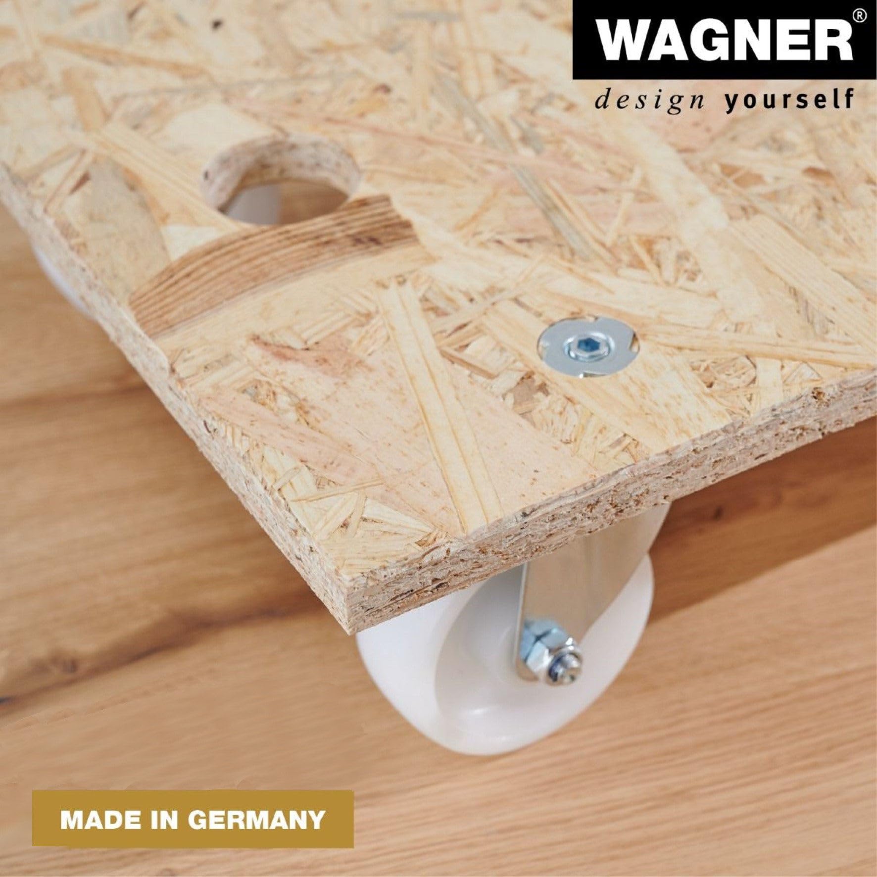 WAGNER Transportroller Transporthilfe 1630 I Möbelroller aus OSB I 57,5 x 300 x 12 cm, Tragkraft 400 kg I Schwerlastrollbrett I Umzugsroller für Möbel I Lastenroller Aufhängeloch I FSC® I Made in DE