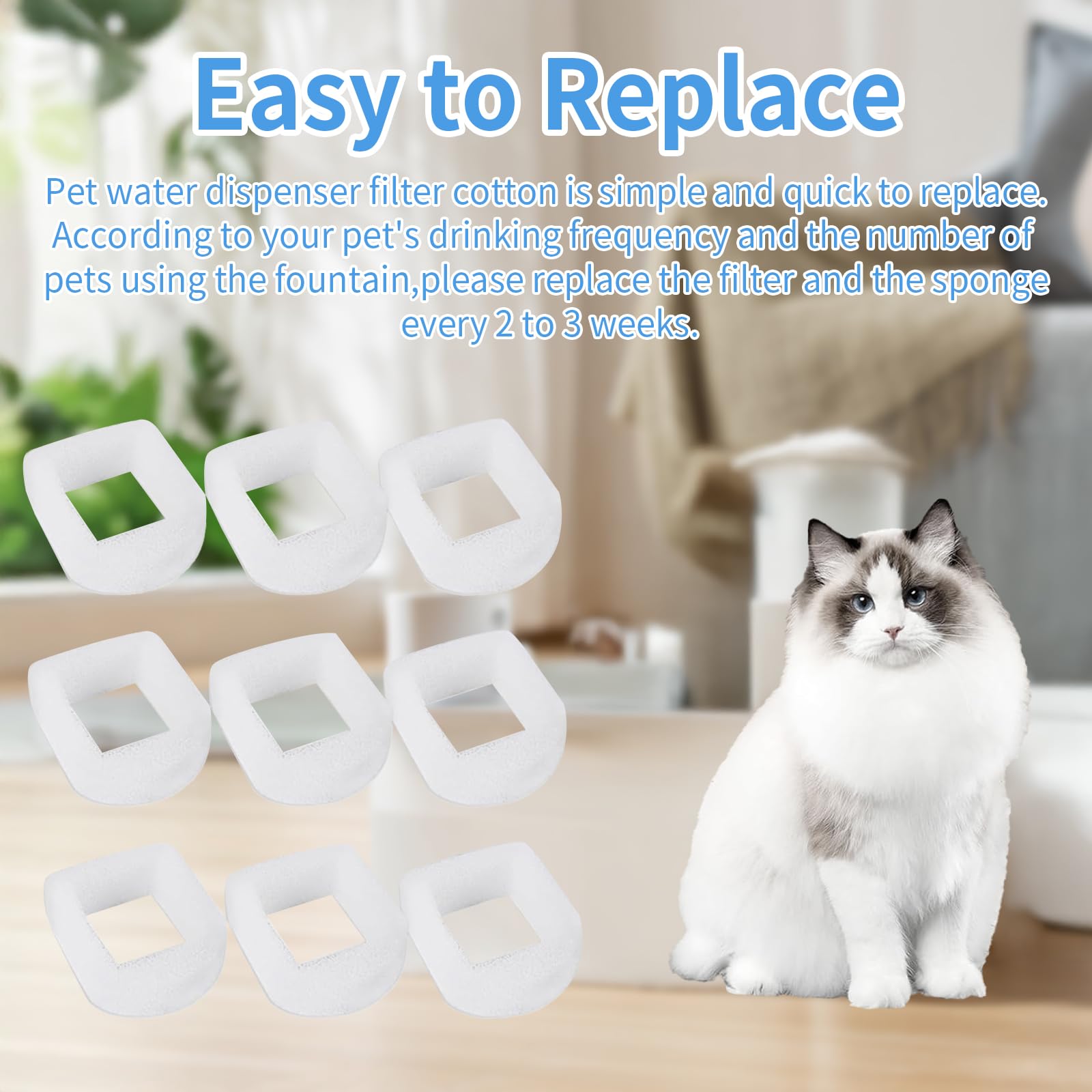 24 filtros de espuma de repuesto para fuente de agua para gatos PetSafe Drinkwell de cerámica y acero inoxidable para mascotas, filtros de espuma para fuente de agua para gatos