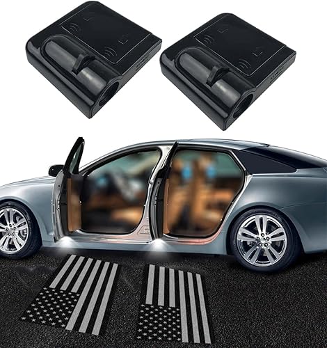 2 luces LED de bienvenida para puerta de automóvil para alas de fuego, calavera y logotipo, luces proyectoras, luz de sombra fantasma