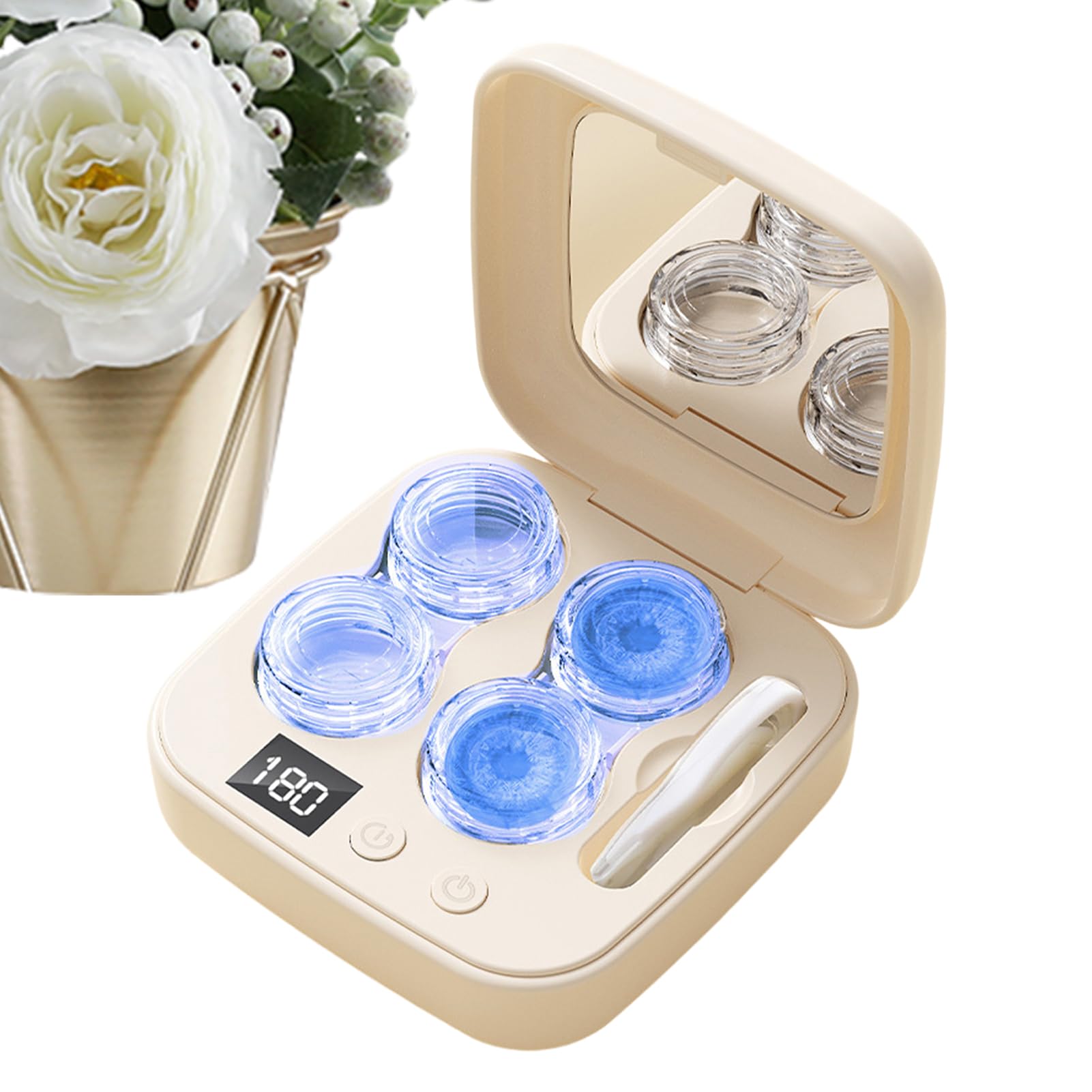 Contact Lens Cleaner Machine - Portable Ultrasonic Soft Lens Washer, Type-C Rechargeable Protein Remover, Top Performance Travel Cleaning Kit for Men & Women, 360 Degree Auto Clean