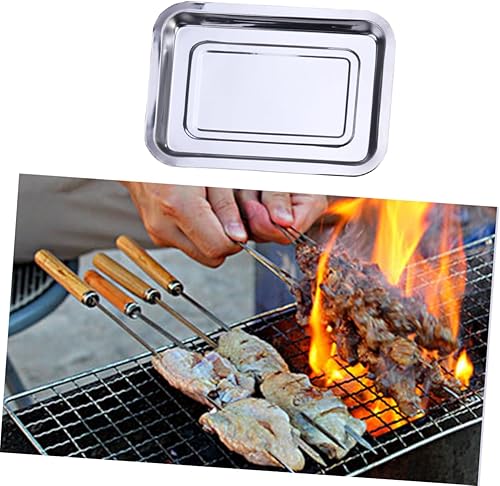 Miniatura 2 de KJHBV bandeja para lavar platos de acero inoxidable barbacoa parrilla bandeja rectangular plato de sushi bandeja rectangular bandeja de servir de