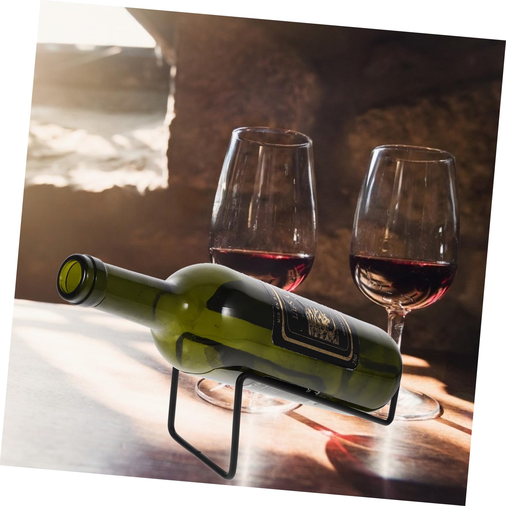 INOOMP Portabottiglie Supporto per Bottiglia di Vino in Ferro Nero da Tavolo 2 Pezzi Resistente e Portatile per Casa e Ristorante Elegante