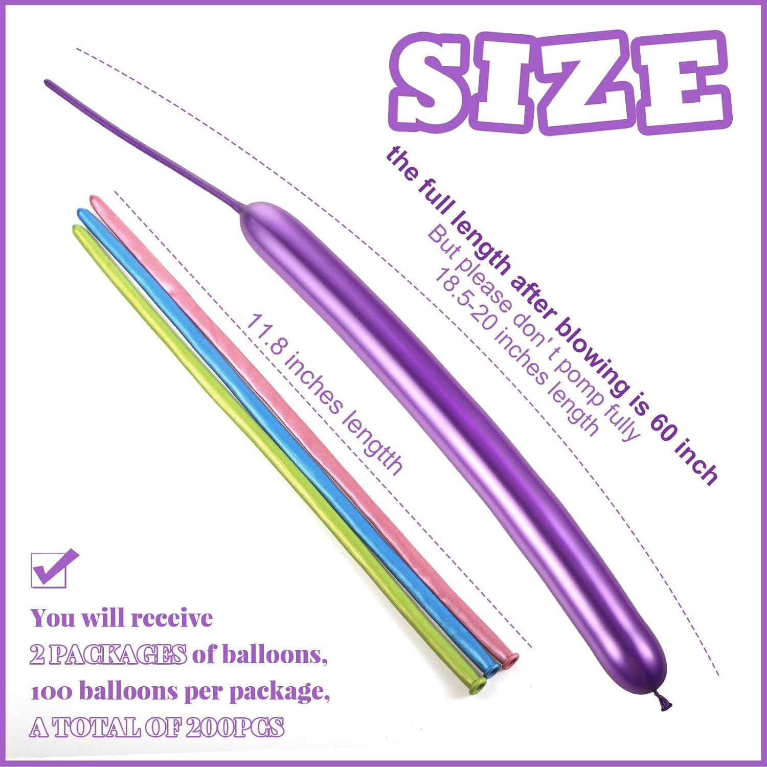 Sratte 200 Pcs Graduation 260 Long Balloons Mixed Colors Thickening Latex Long Twisting Animals Balloons for Party Wedding Decoartion Supply Graduation Arch Birthday Decoration(Metallic Colors)