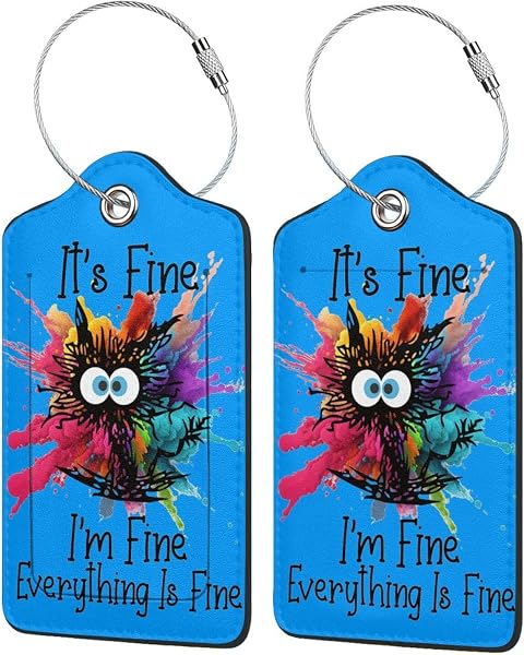 SUILCEUT 2 Pack Unique Leather Luggage Tags with Privacy Labels