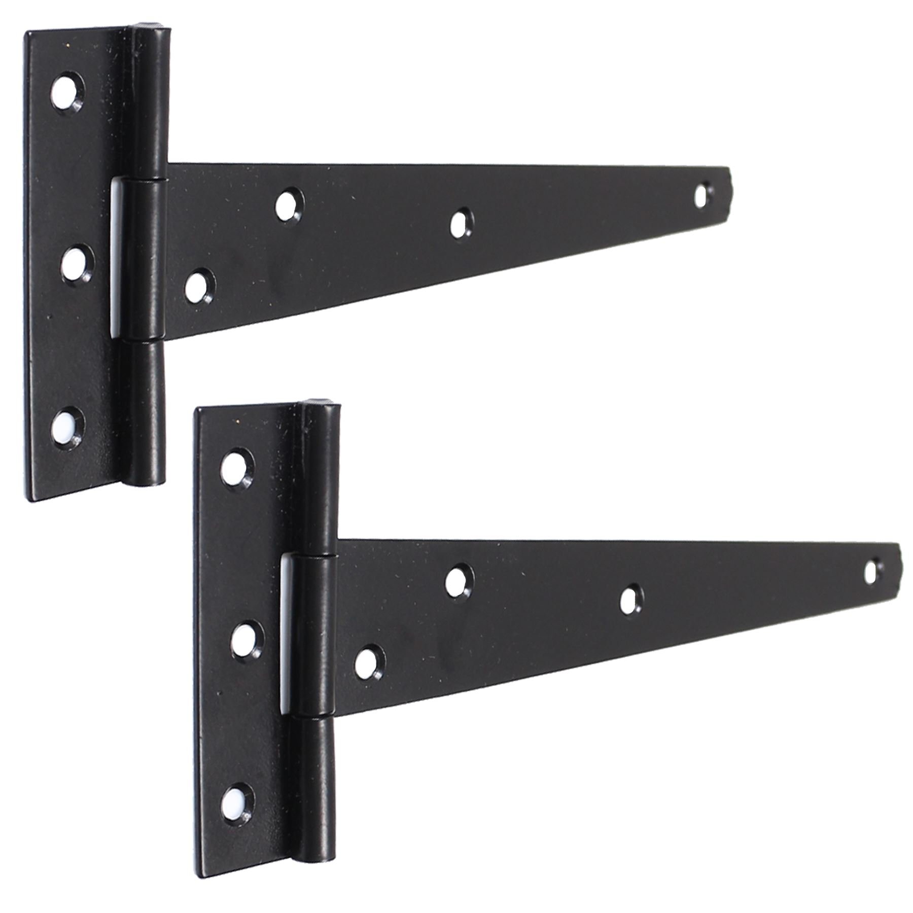 White Hinge Black Tee Hinge Pair 250Mm/10 Inch Long Strong Outdoor Garden Gate Shed Trailer