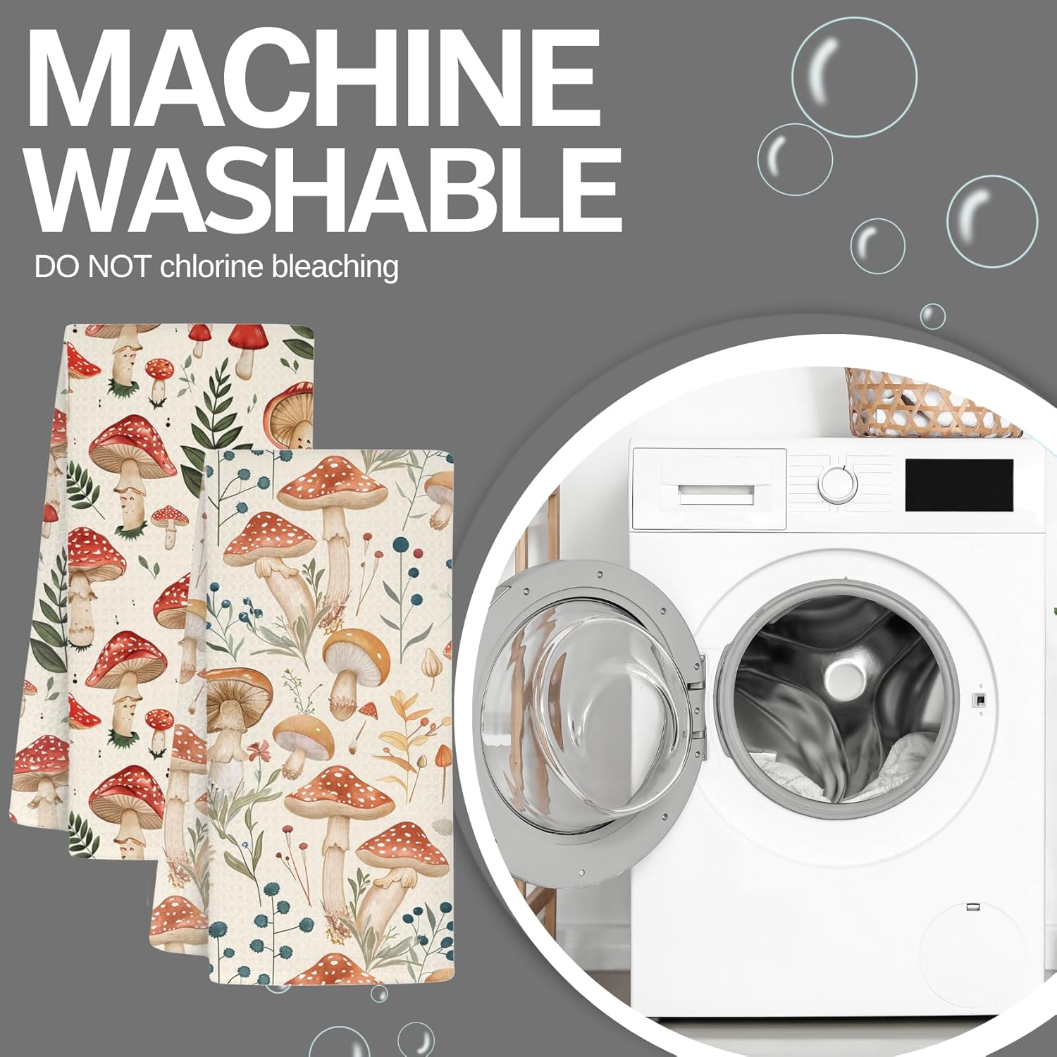 InnoBeta Mushroom Gifts, Dish Tea Hand Kitchen Towel, 2 Pack, 16x24 in Microfiber, Mushroom Pattern Towel for House Kitchen Decor - Image 7