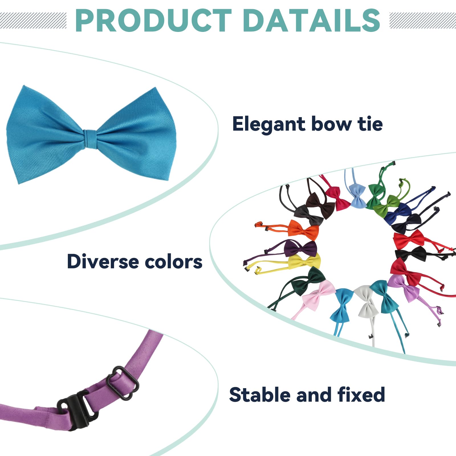 lahnao 60 PCS Dog Bow Ties with Adjustable Collar, 5 x 9cm Bow Tie for Dogs 20 Colours Cat Bow Tie - Image 4