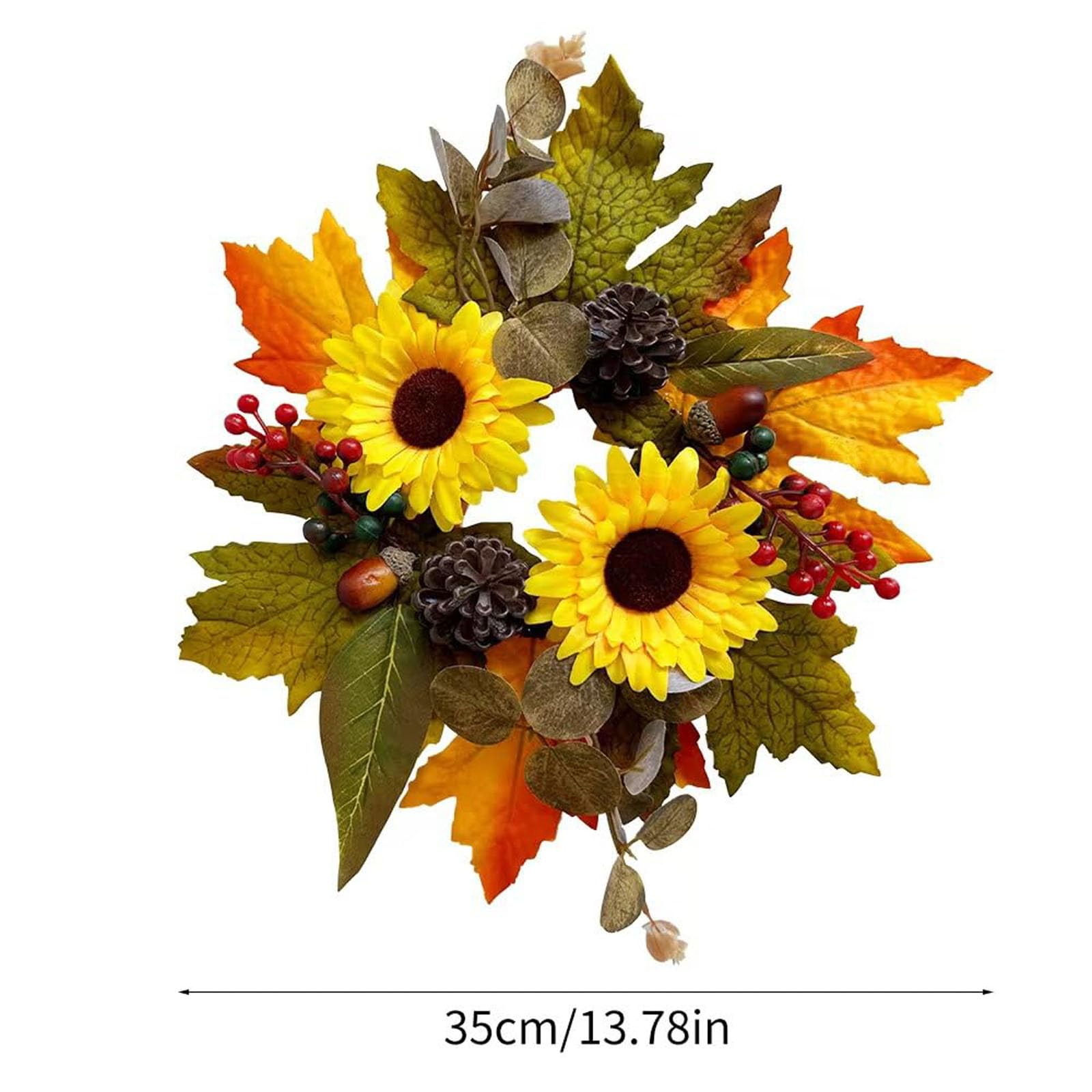 Dekorativer Kranz, Herbst-Erntedank-Halloween-Dekorationen, Herbstkranz für die Verandatür, Herbst-Haustürkranz, Sonnenblumenkranz, Fenster-Wanddekoration