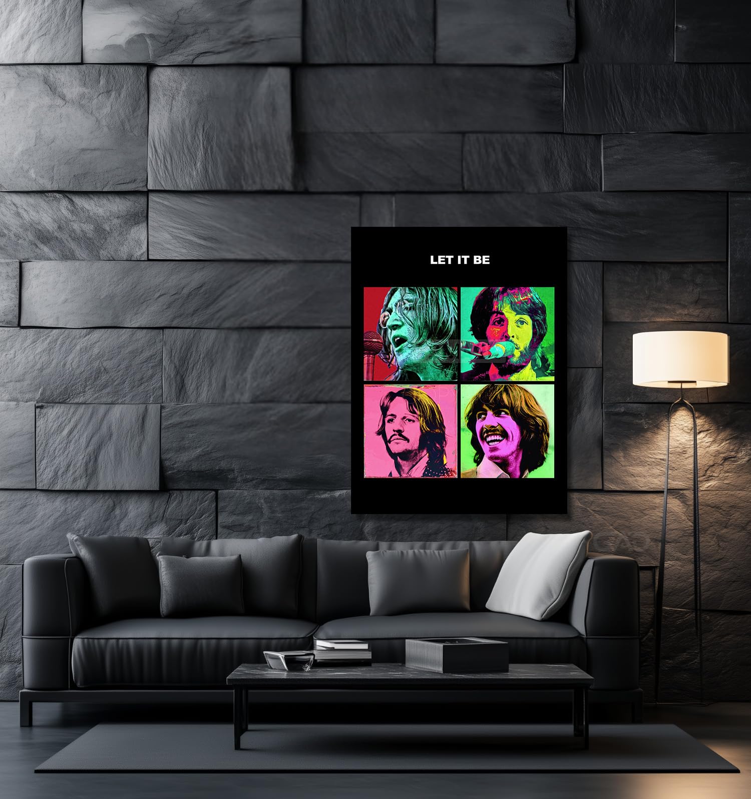 Tomaok - Plakat z nadrukiem artystycznym (ramka nie jest dołączona) The Beatles według Andy'ego Warhola, album LET IT BE, dekoracja ścienna - Muzyka pop rock