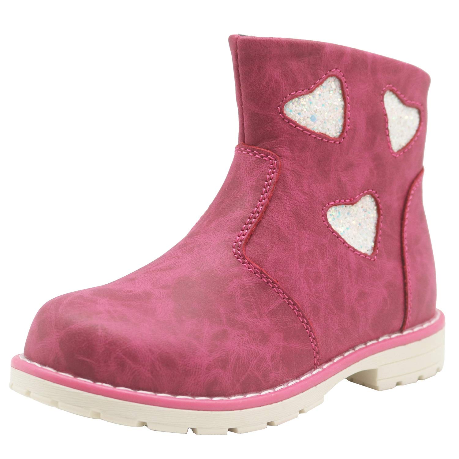 Toddler Girl Leather Boots,Kids Cowgirl Ankle Boots with Side Zipper