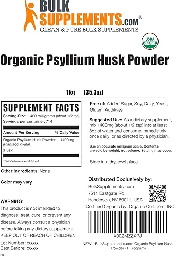Miniatura 7 de BulkSupplementscom Psyllium Husk - Fibra de cáscara de psyllium - Suplemento nutricional de psyllium - Fibra en polvo 22lbs - 22 libras - 200