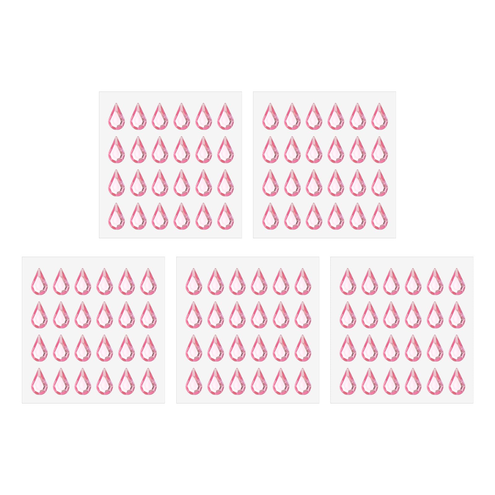 PATIKIL Water Drop Self-Adhesive Rhinestone Stickers, 5 Sheet/120 Pcs Face Gems Jewel Stickers Crystal Embellishment Sheets for Crafting Nail Decor Makeup DIY, Pink