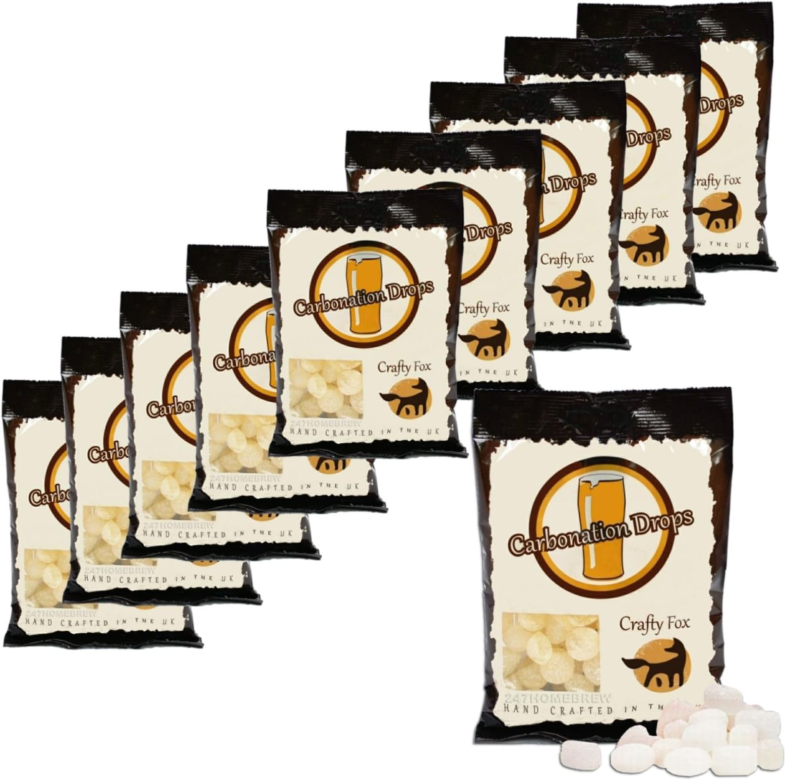 10x Crafty Fox Carbonation Drops 80 160g Sugar Tablets for Priming Beer & Cider