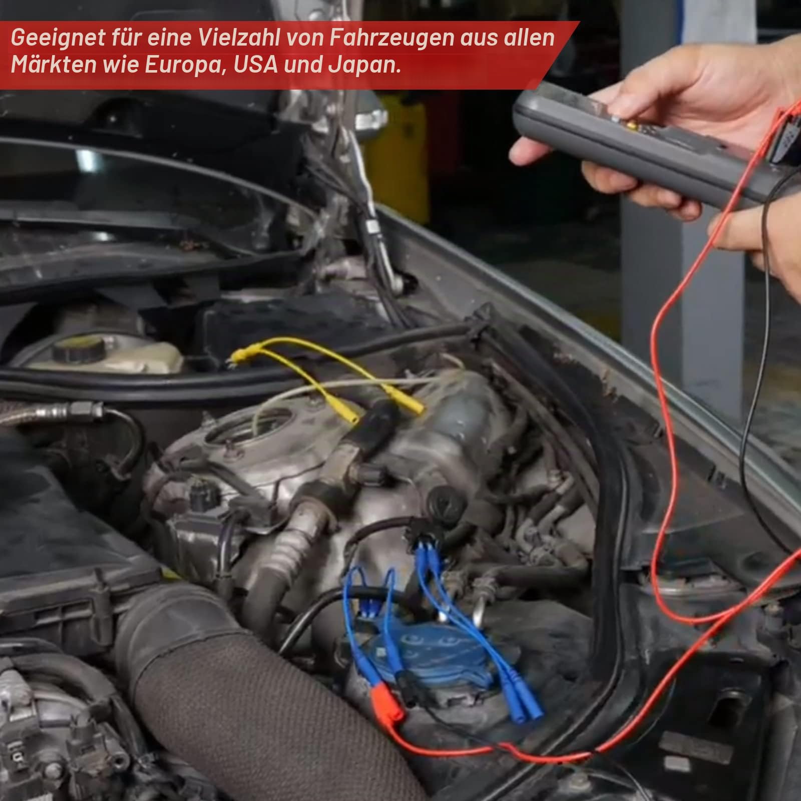 Multimeter Test Leads Set, 92PCS KFZ Fehlerdiagnose Messleitungsset enthält Prüfspitzen, Kabelverbinder, Krokodilklemmen, Elektrisch Auto Reparatur Prüfkabel mit Aufbewahrungstasche für Fahrzeuge