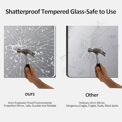 Miniatura 5 de LOWIXI Espejo redondo de 24 pulgadas para baño, espejo de pared con marco de aluminio para dormitorio, color negro