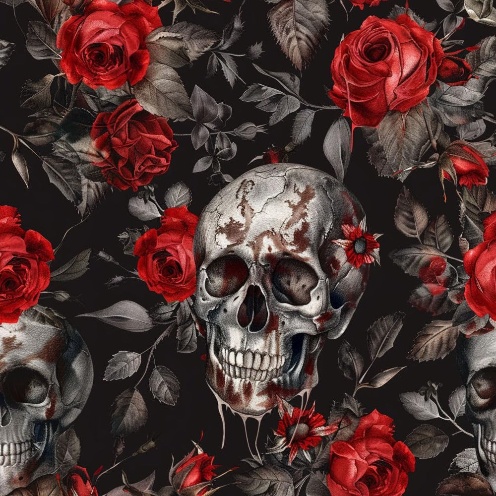 Jiaoqss C Peel And Stick Wallpaper Skull Red Rose Dark Self Adhesive Wallpaper Wallpaper Ontact Paper Furniture Sticker For Living Room Bedroom