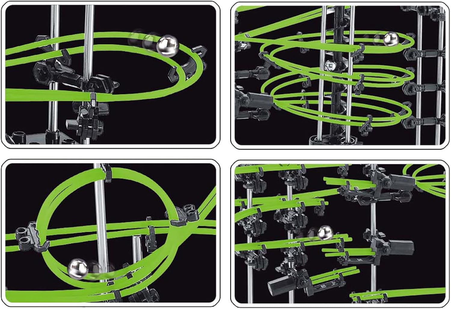 Roller Coaster Toys - Marble Roller Coaster Run with Motorcycle Set, Educational Stem Learning Toy Set, Maze Building Kit Toys for Family Friends Birthday New Year Christmas Children Teenagers Easter