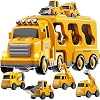 Construction Truck Toys Set for Boys Aged 1 2 3 4 5 6, Truck Playset with Toy Cars, Light and Sound, Movable Parts Construction Toys for Toddlers, Kids Toys for 1 Year Old Boys