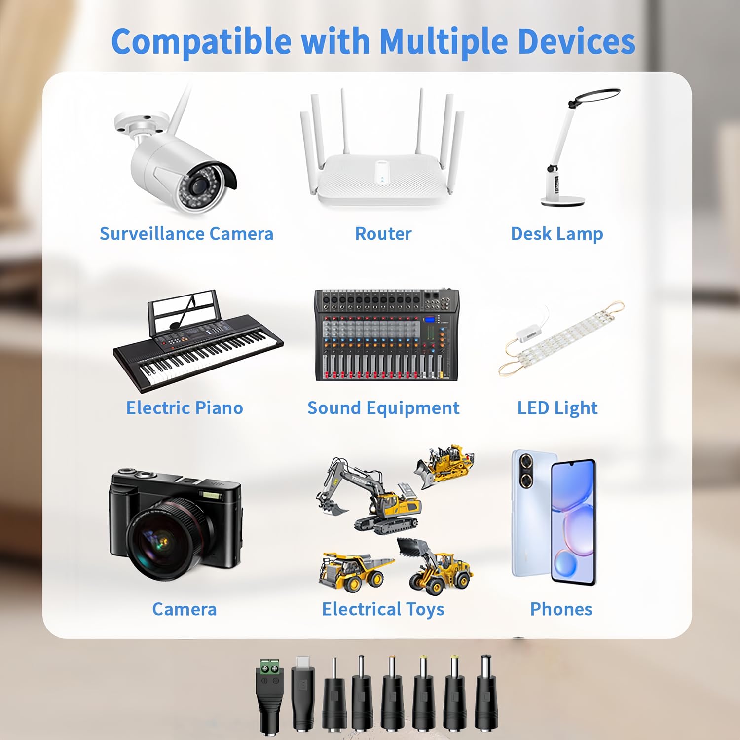 6V 1A zasilacz sieciowy Power Adapter, uniwersalny adapter sieciowy AC DC adapter do elektroniki domowej, transformator zasilacza falownika z 8 wtyczkami DC, uniwersalny zasilacz AC DC do