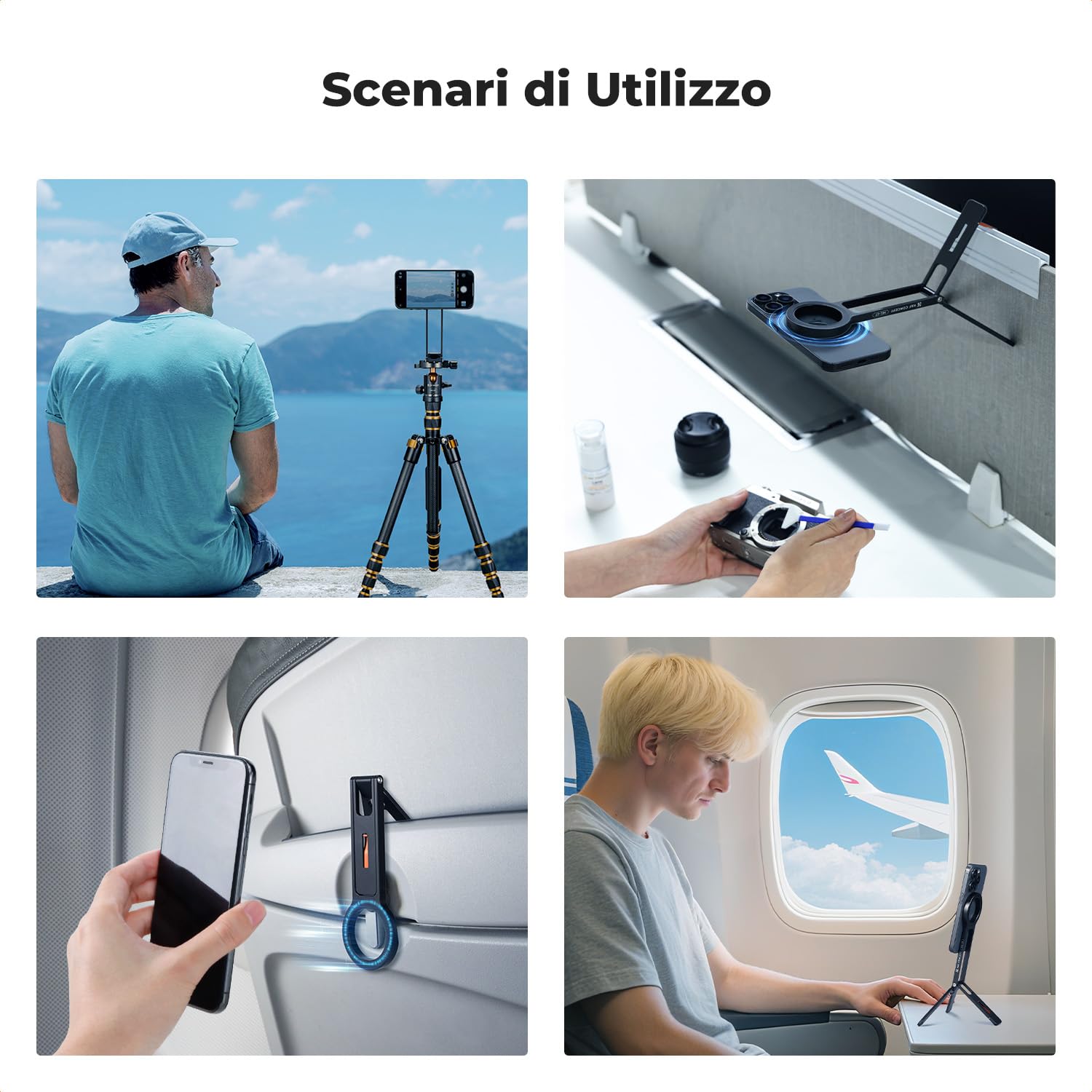 K&F CONCEPT Treppiede Magnetico Smartphone MS-47, Supporto Pieghevole Piccolo per Telefono Cellulare, Mini Treppiede per iPhone, Compatibile con iPhone 17,16,15,14,13,12, altri con Anello Magnetico
