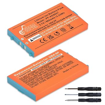 Gameboy Advance SP Battery, Pickle Power 2 Pack 900mAh Rechargeable Lithium-ion Battery for Nintendo GBA SP Gameboy Advance SP with Tool Kit
