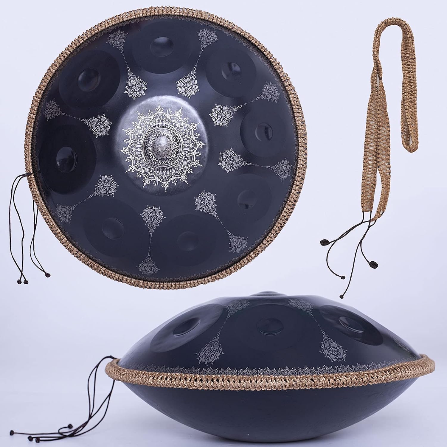 Handpan Dekoration Rattan Rope, handgefertigtes geflochtenes Hanfseil für 21 Zoll-25 Zoll Handpan Stahlzunge Trommel, Schutzpuffer, Lärm beseitigen