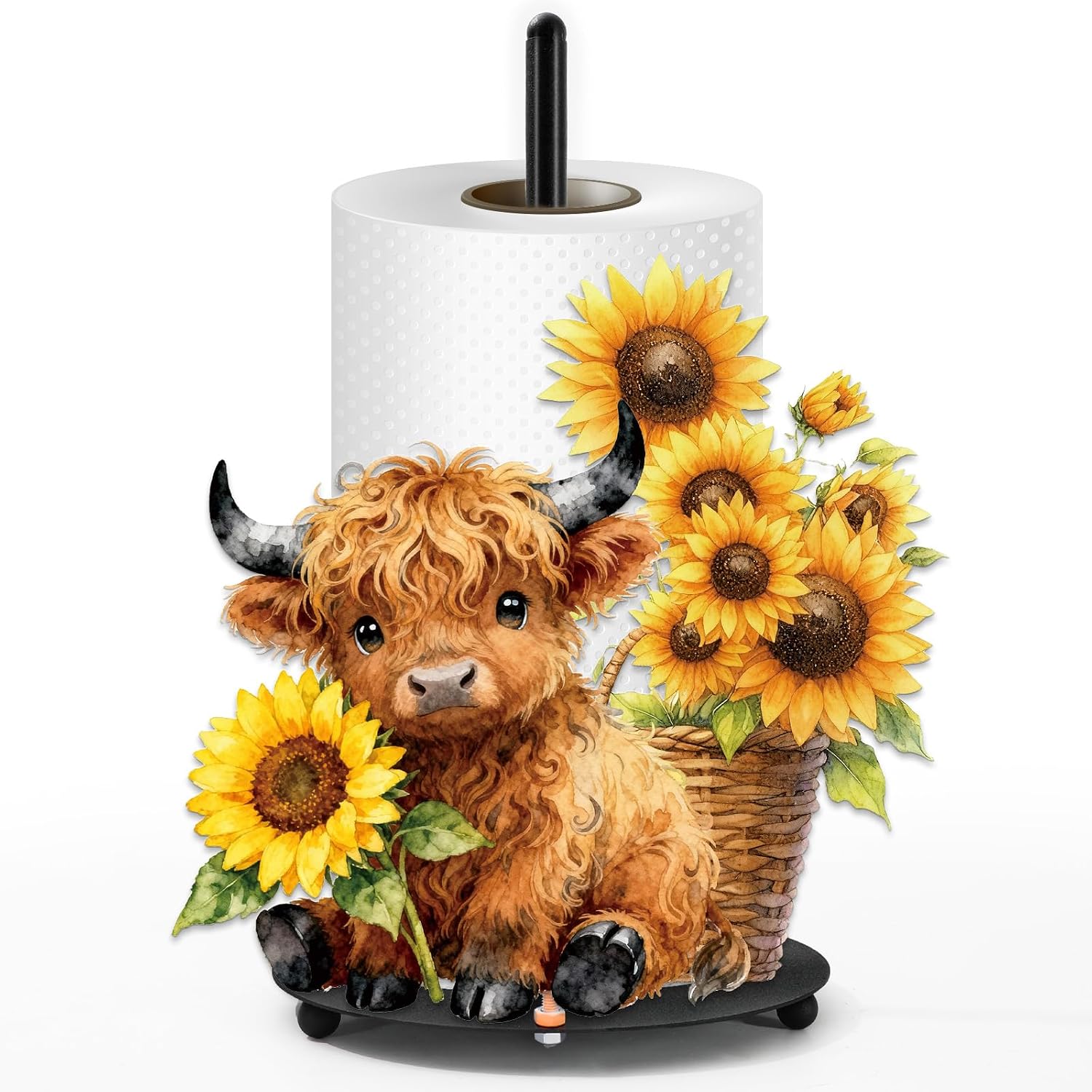 Amazon.com - Whaline Summer Highland Cow Paper Towel Holder Sunflower