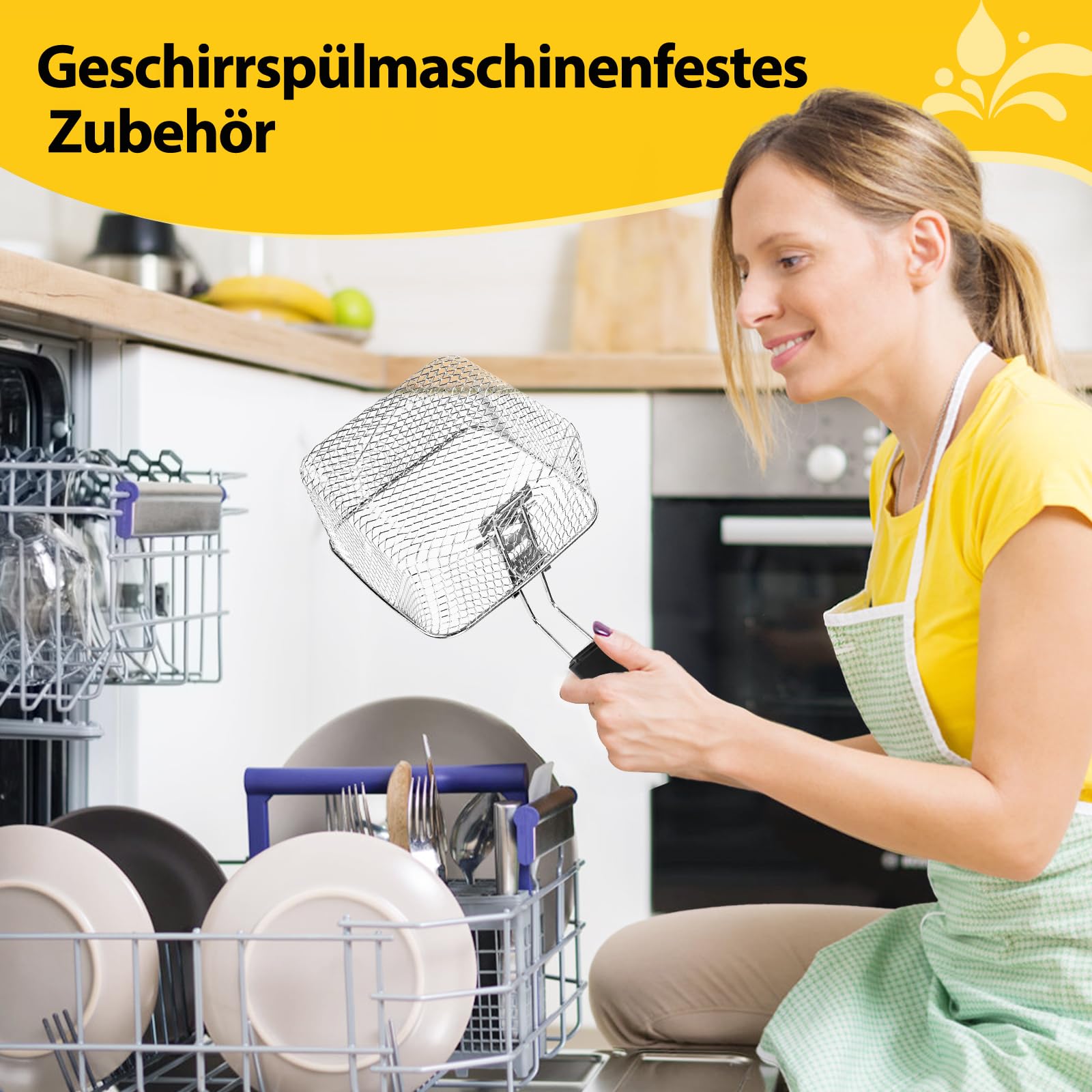 Aigostar 1,5L Fritteuse (1000W) - Edelstahl mit Temperaturregelung, Ölmarkierung, Antihaft-Korb, Geruchsfilter & Spülmaschinenkorb - Sicherheitsgriff + Sichtfenster - silber