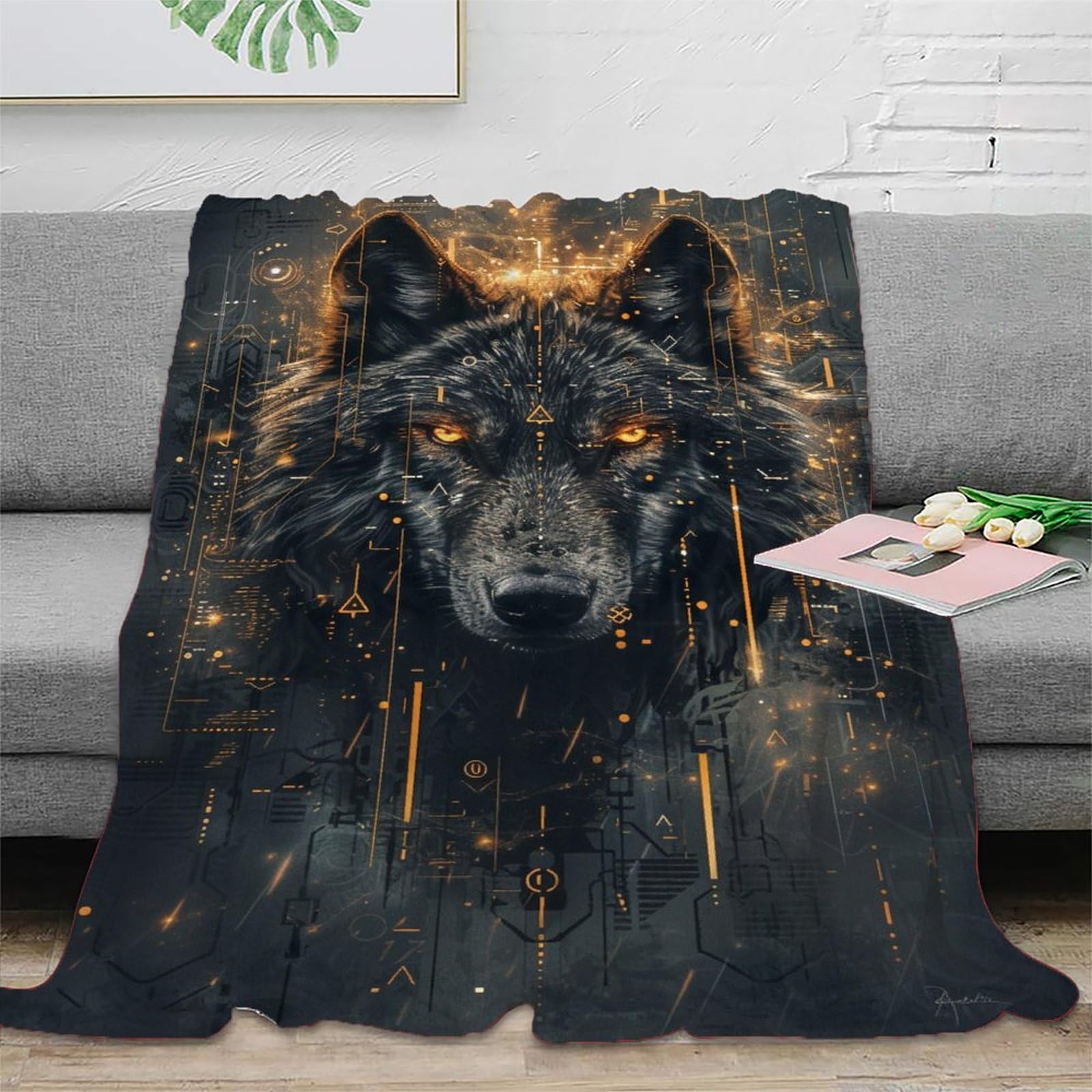 NRAOPEVVD 3D Printed Wolf Blanket Fluffy Soft Cozy Super Soft Cozy Fuzzy Warm Throws with Anti-wrinkle/anti-tarnishing Lightweight for Home Couch Bed Sofa Cozy Warm 80x90inch(200x230cm)