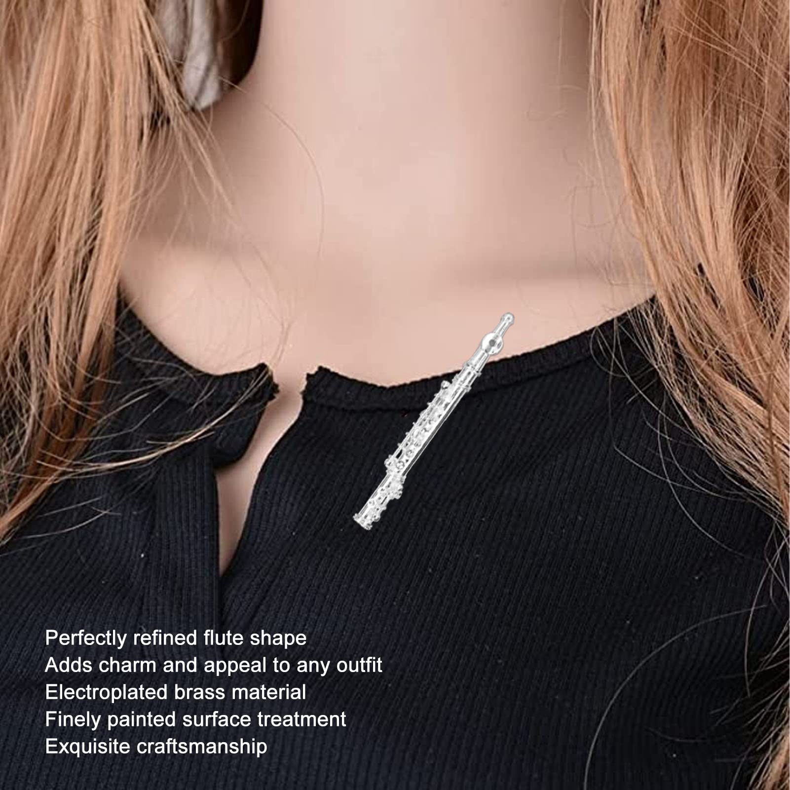 Musikinstrument Brosche, Flöte Brosche Pin, dekorative Brosche Pin, Silber Flöte Brosche Miniatur für Graduierung