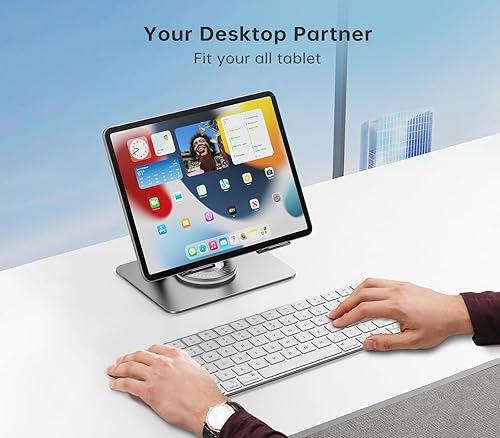 Miniatura 10 de Soporte para tableta ajustable con base giratoria de 360  Soporte de aluminio para tableta, para iPadSamsungiPad Pro Air MiniGalaxySwitch, color