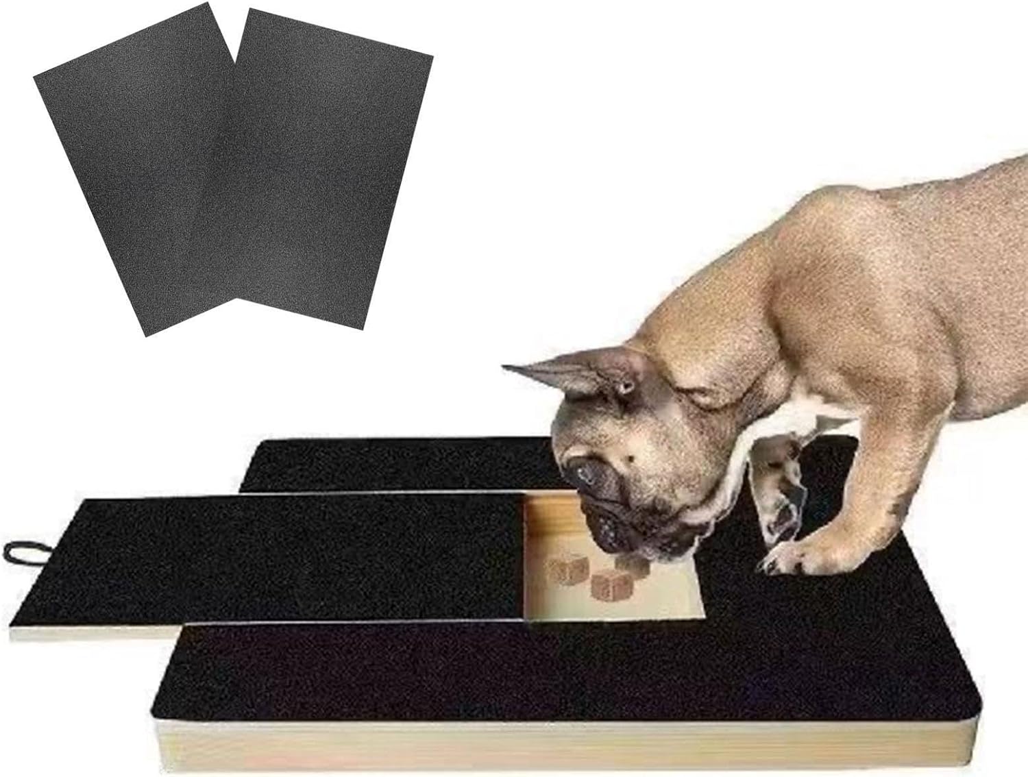 Dog Nail Scratch Board with Treat Box,35x25cm Dog Nail File Treat Board with 2 Spare Sandpaper,Pull-Out Pet N Ail Grinder Wooden Scratcher, Na Il Trimming B Oard Protects Furniture & Floors