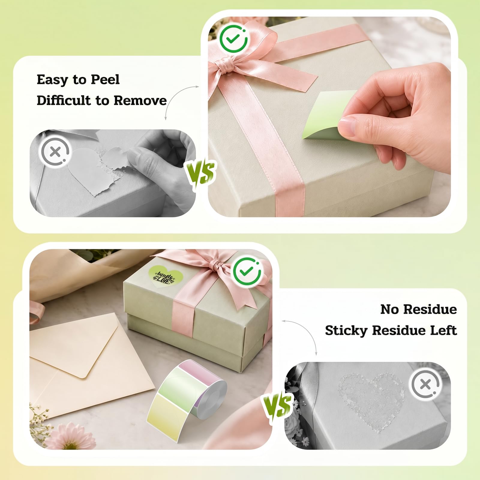 CLABEL 221B Stampante per etichette Bluetooth portatile, etichette a cuore per confezioni regalo | Etichette termiche impermeabili 48×38 mm, 180 pezzi/rotolo, senza inchiostro, design a cuore a 4 colo